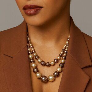 Vintage  Signed RMN Two-Layer Faux‎ Pearl Necklace